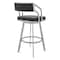 Armen Living Scranton 30" Swivel Modern Brushed Stainless Steel and Slate Gray Faux Leather Barstool 721535752256 - alternate 4